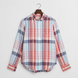 Gant - Gant - Linen madras shirt | Skjorte Brick Red