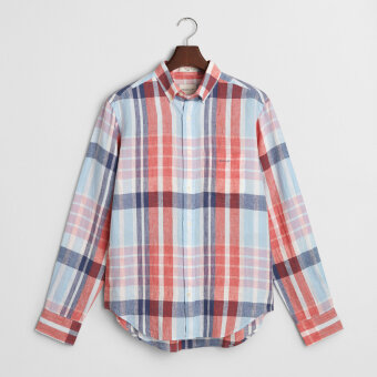 Gant - Gant - Linen madras shirt | Skjorte Brick Red