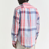 Gant - Gant - Linen madras shirt | Skjorte Brick Red