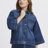 Pulz Jeans ( Dame )  - PULZ - PZKATJA SHORT JACKET | JAKKE DARK BLUE DENIM