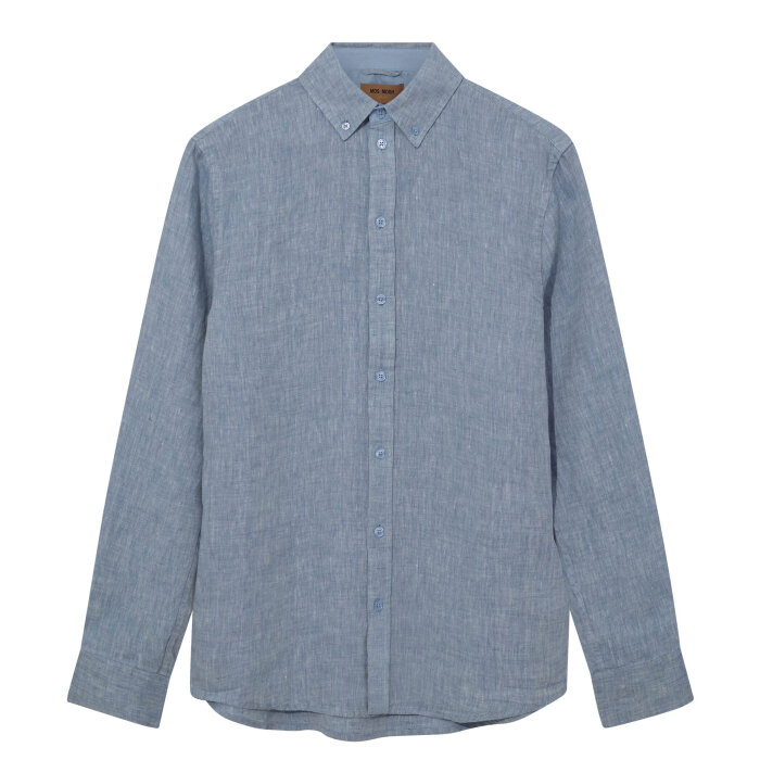 Mos Mosh Gallery - Mos Mosh - Theo linen shirt | Hørskjorte Light Blue Melange